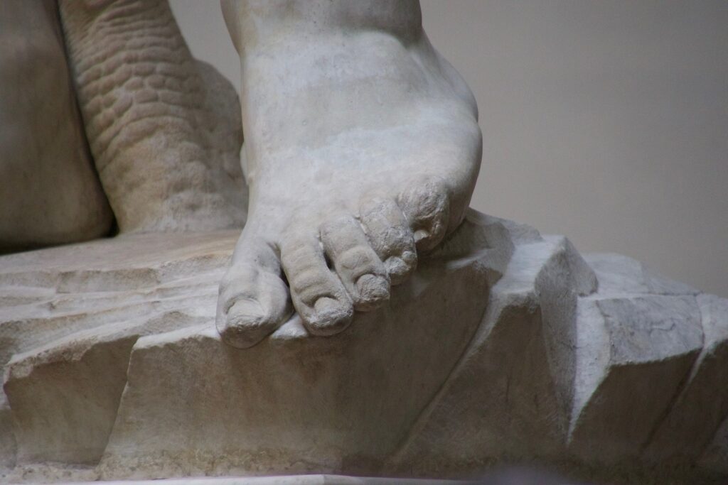 Michelangelo's David damaged foot vandalism